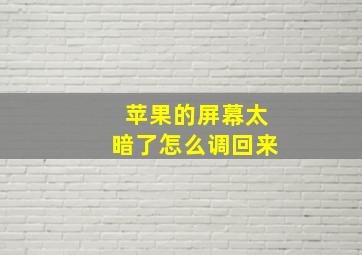 苹果的屏幕太暗了怎么调回来