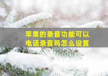 苹果的录音功能可以电话录音吗怎么设置