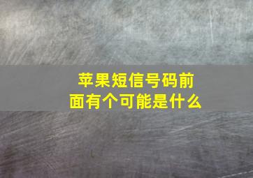 苹果短信号码前面有个可能是什么