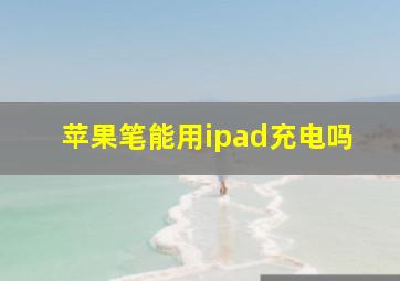 苹果笔能用ipad充电吗