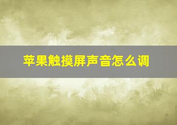 苹果触摸屏声音怎么调