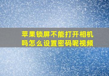 苹果锁屏不能打开相机吗怎么设置密码呢视频