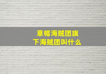 草帽海贼团旗下海贼团叫什么