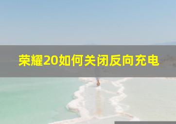 荣耀20如何关闭反向充电