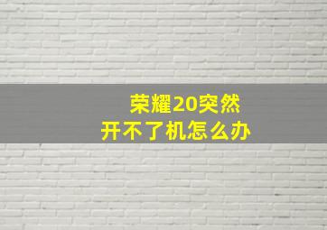 荣耀20突然开不了机怎么办