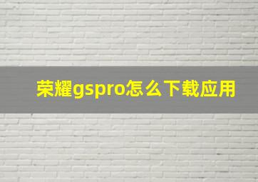 荣耀gspro怎么下载应用