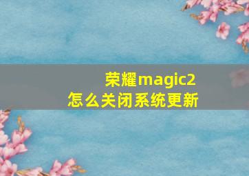 荣耀magic2怎么关闭系统更新