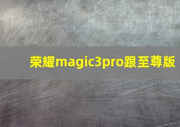 荣耀magic3pro跟至尊版