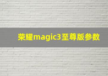 荣耀magic3至尊版参数