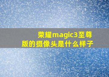 荣耀magic3至尊版的摄像头是什么样子