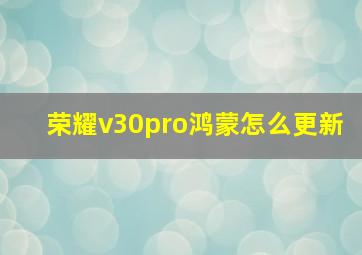 荣耀v30pro鸿蒙怎么更新