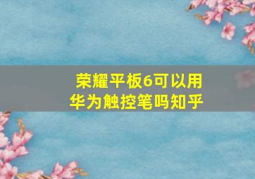 荣耀平板6可以用华为触控笔吗知乎