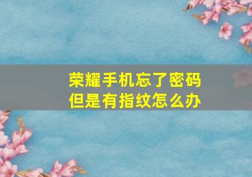 荣耀手机忘了密码但是有指纹怎么办