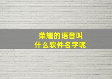 荣耀的语音叫什么软件名字呢