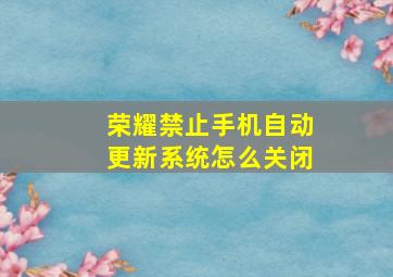 荣耀禁止手机自动更新系统怎么关闭