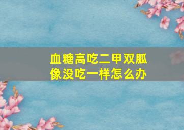 血糖高吃二甲双胍像没吃一样怎么办