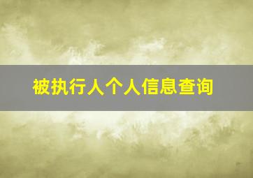 被执行人个人信息查询