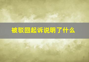 被驳回起诉说明了什么