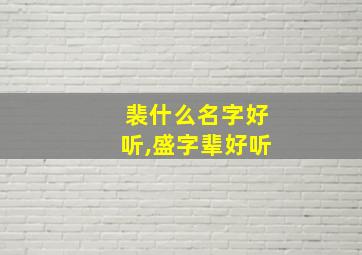 裴什么名字好听,盛字辈好听