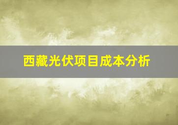 西藏光伏项目成本分析