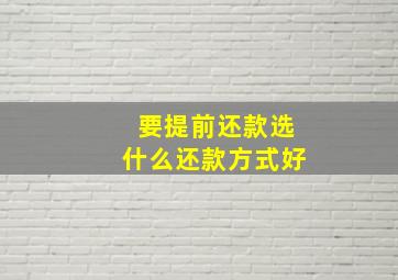 要提前还款选什么还款方式好