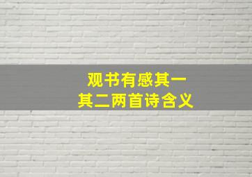 观书有感其一其二两首诗含义