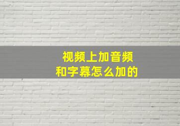 视频上加音频和字幕怎么加的