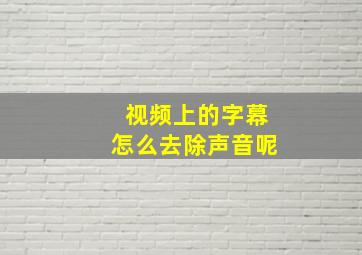 视频上的字幕怎么去除声音呢