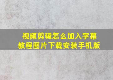 视频剪辑怎么加入字幕教程图片下载安装手机版