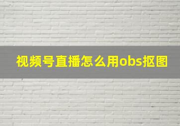 视频号直播怎么用obs抠图