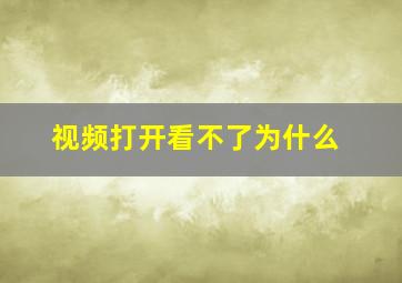 视频打开看不了为什么