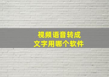 视频语音转成文字用哪个软件