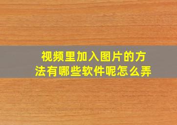 视频里加入图片的方法有哪些软件呢怎么弄