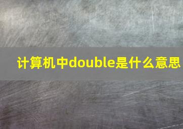 计算机中double是什么意思