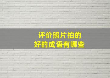 评价照片拍的好的成语有哪些