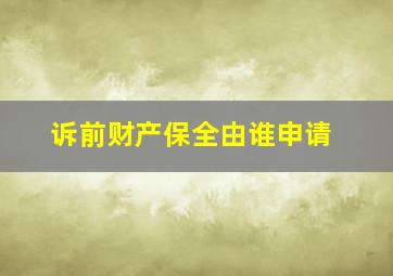 诉前财产保全由谁申请