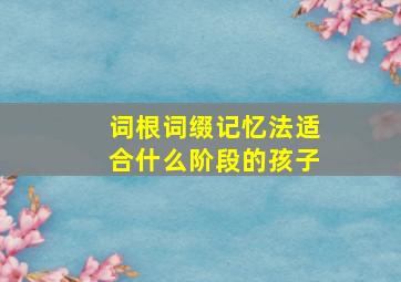 词根词缀记忆法适合什么阶段的孩子