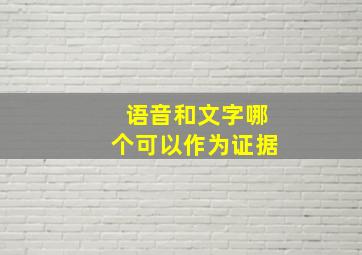 语音和文字哪个可以作为证据