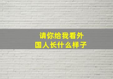 请你给我看外国人长什么样子