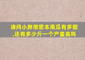 请问小胖墩密本南瓜有多甜,还有多少斤一个产量高吗