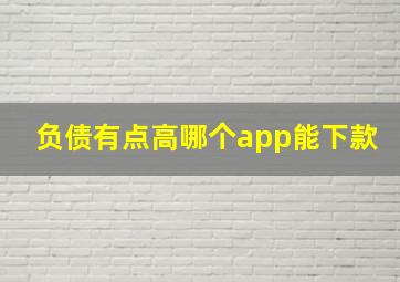 负债有点高哪个app能下款