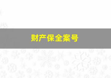 财产保全案号