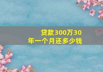 贷款300万30年一个月还多少钱