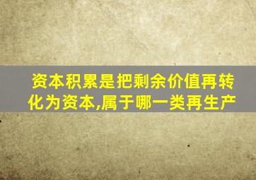 资本积累是把剩余价值再转化为资本,属于哪一类再生产