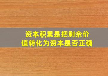 资本积累是把剩余价值转化为资本是否正确