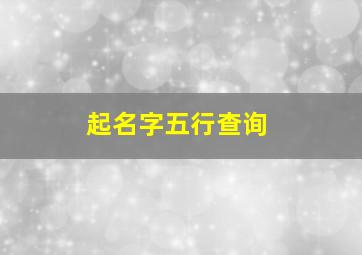 起名字五行查询