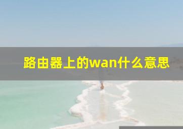 路由器上的wan什么意思