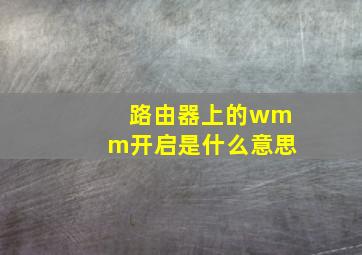 路由器上的wmm开启是什么意思