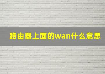 路由器上面的wan什么意思