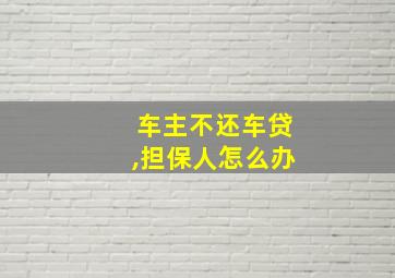 车主不还车贷,担保人怎么办